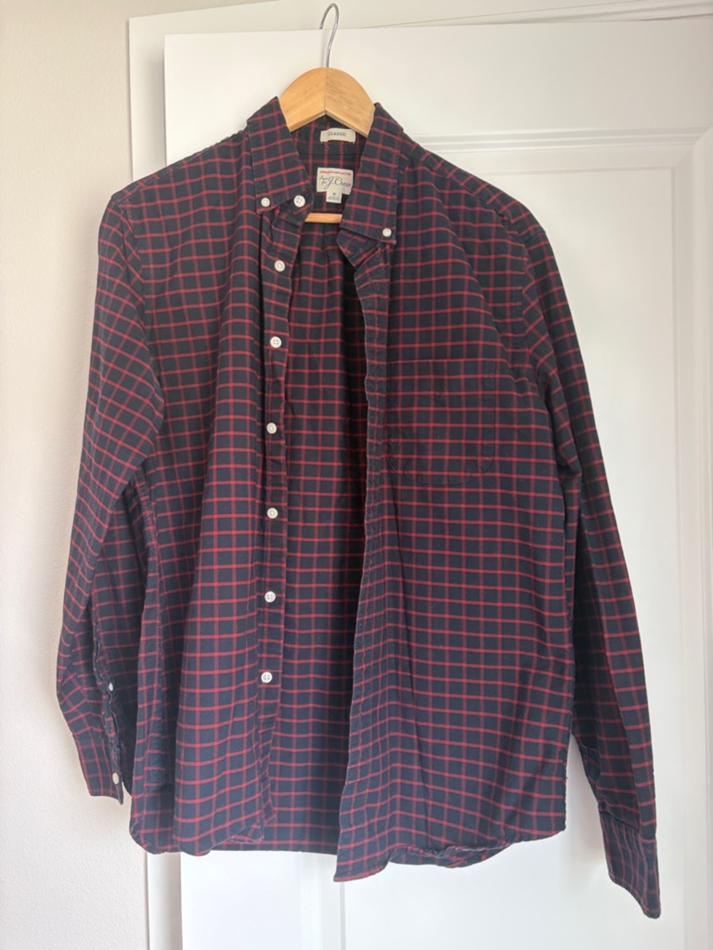 J. Crew Red and Black Windowpane Button-Down Shirt